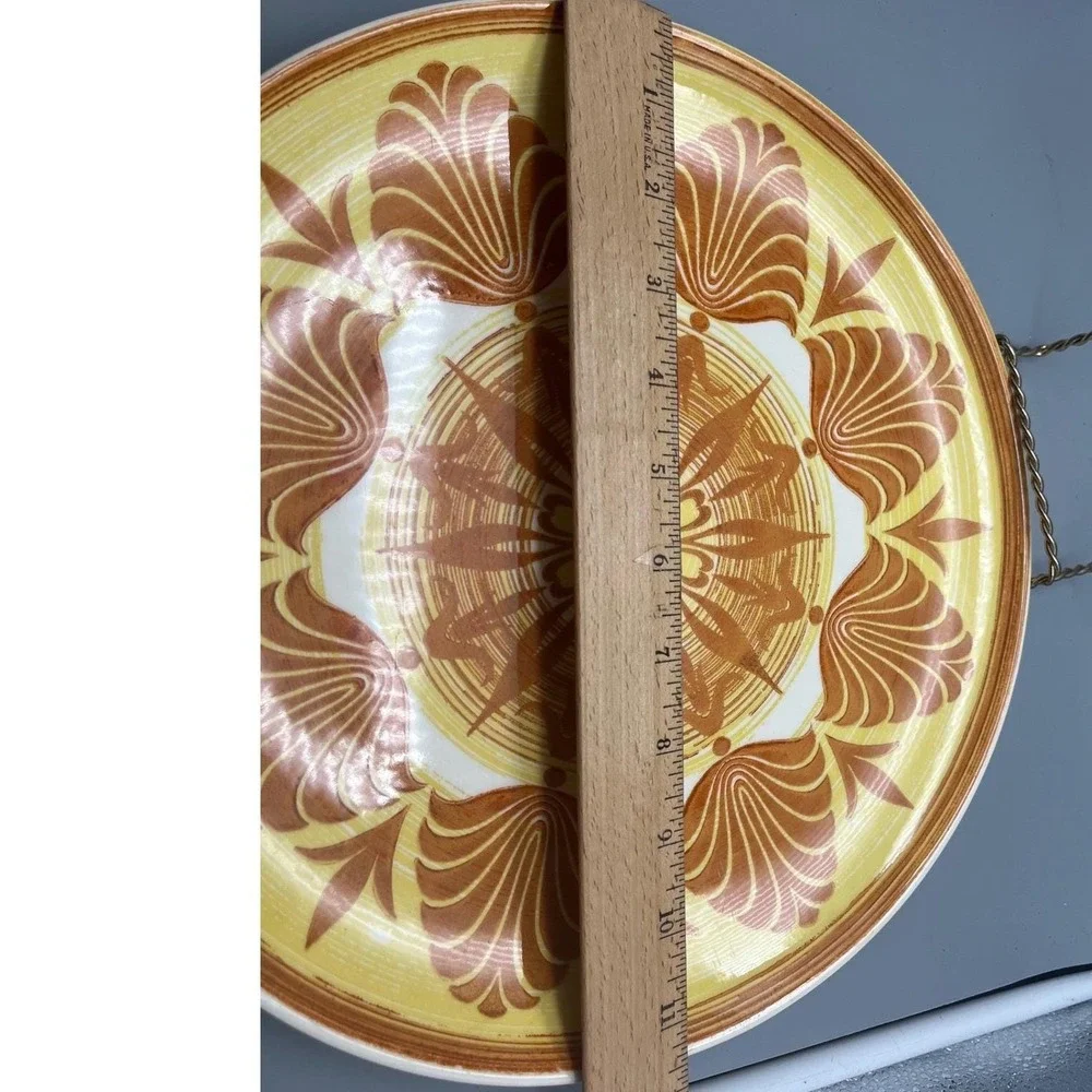Vintage Royal‎ Ironstone Platter mid century yellow rust Shell Sunburst